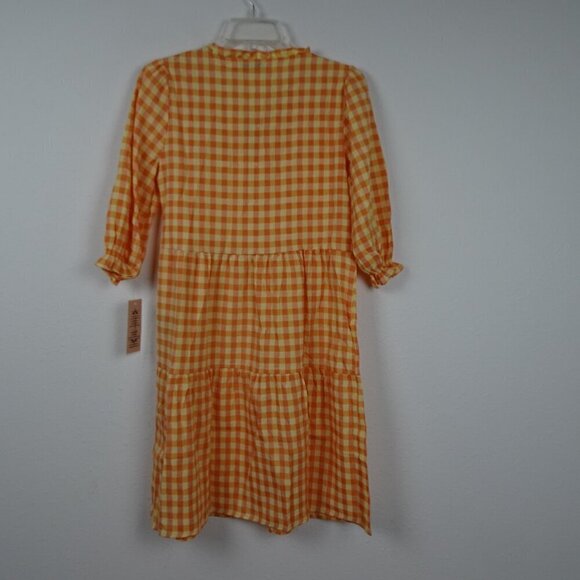 Nanette Lepore Gingham Check Dress Women's Size 4 Orange Yellow Cottagecore - Picture 5 of 8